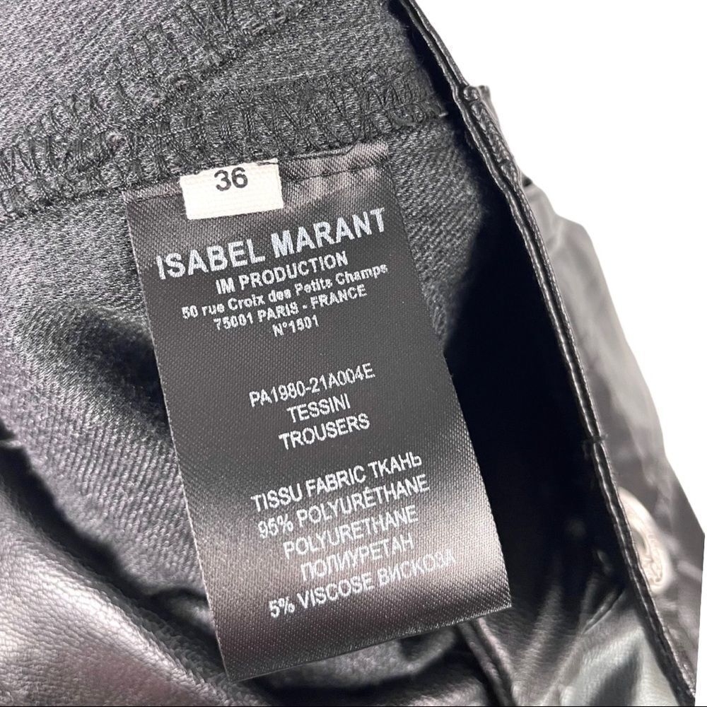 NEW Isabel Marant Etoille Black Tessini Faux Leather Straight Pants Size 36 - Picture 11 of 11
